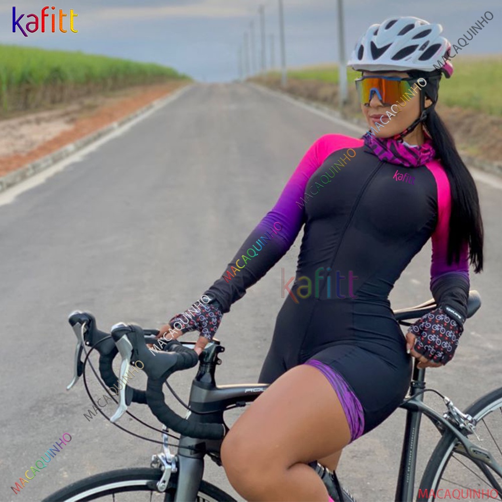 2024 STYLE Kafitt 女式長袖騎行連身衣公路自行車緊身衣帶凝膠墊