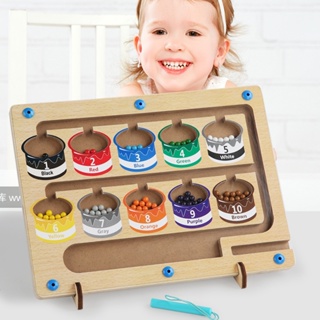 兒童磁性計數顏色分類板顏色分類磁筆走珠移位遊戲益智早教玩具