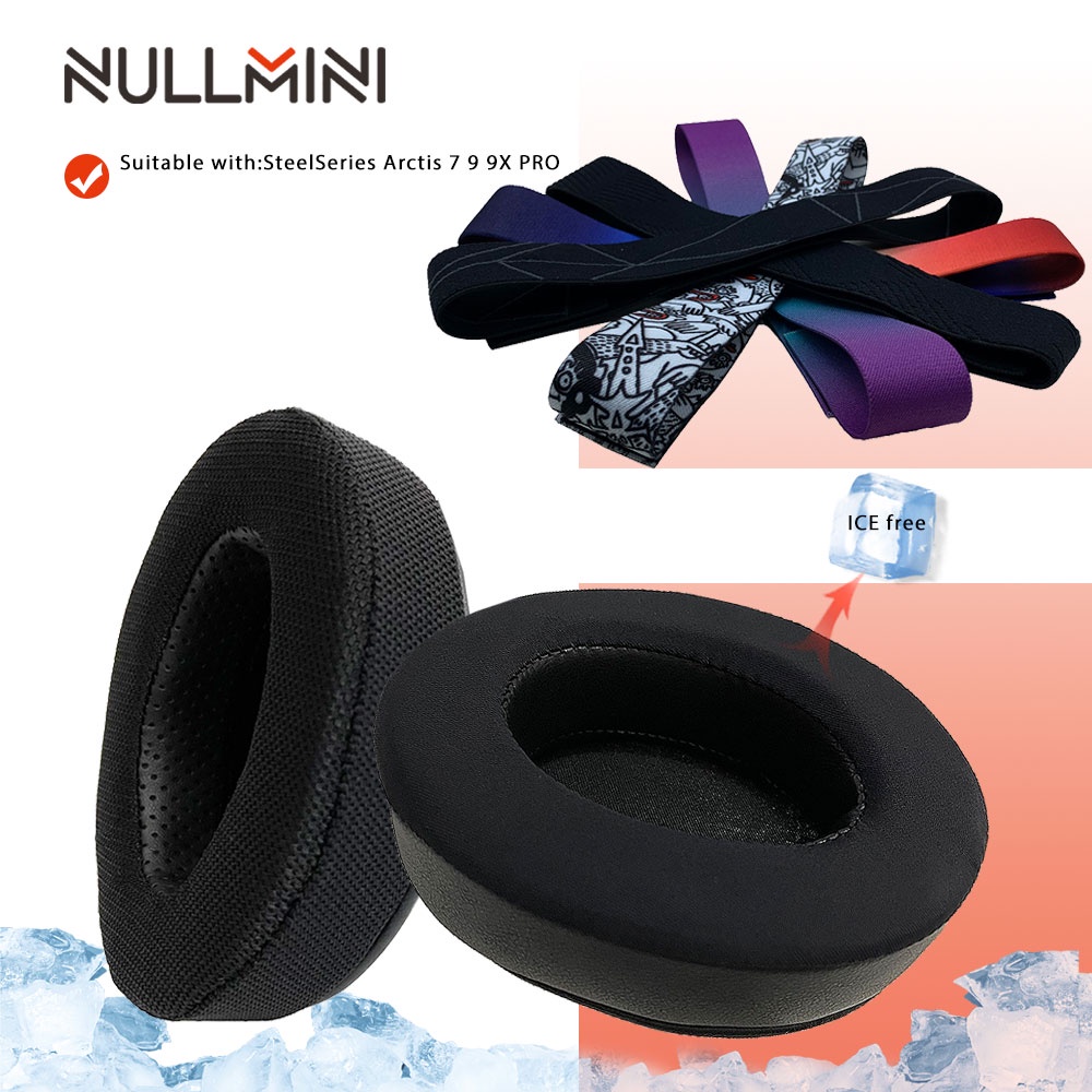 Nullmini 適用於 SteelSeries Arctis 7、9、9X、PRO 替換耳墊頭帶耳機冷卻凝膠墊透氣耳墊
