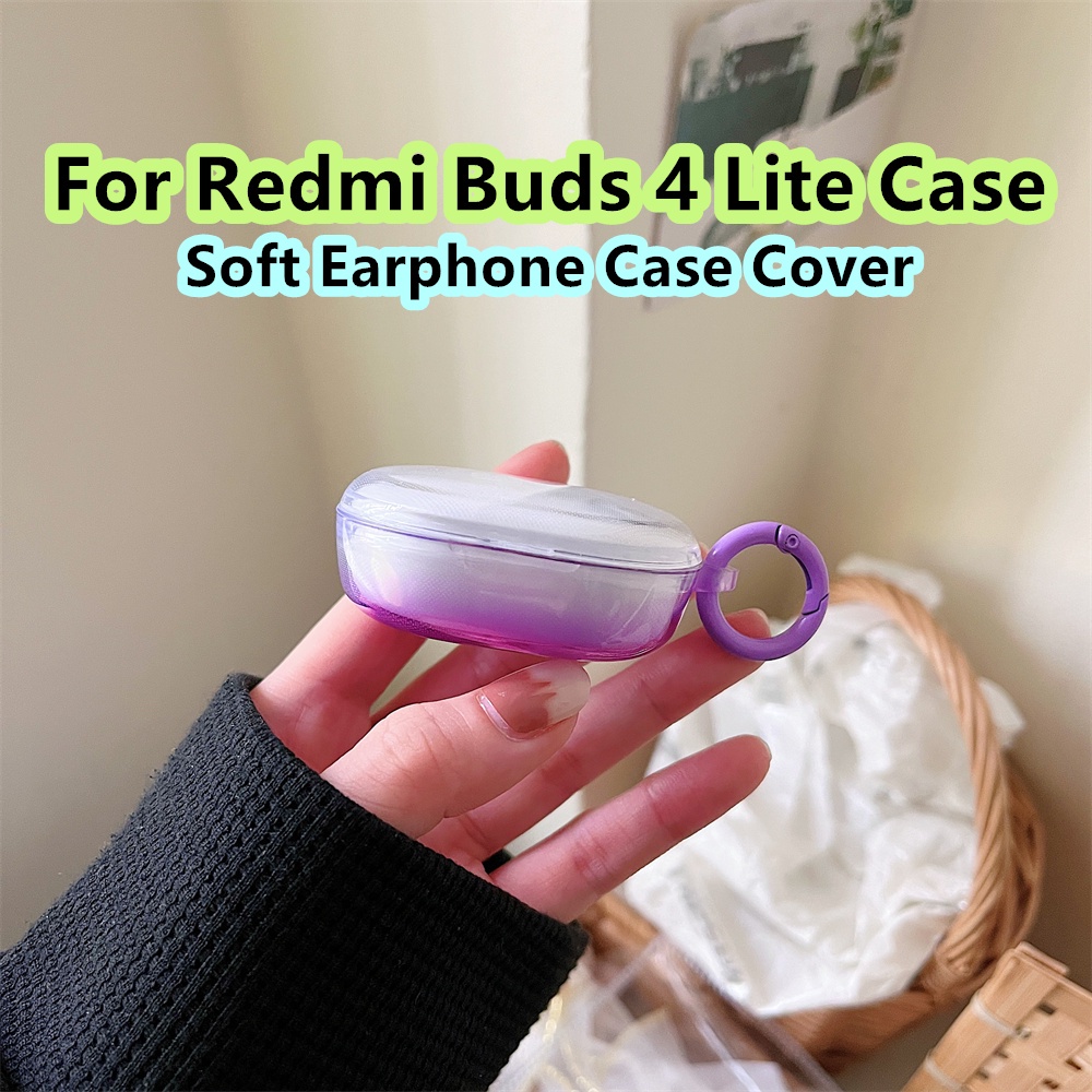 現貨! 適用於 Redmi Buds 4 Lite 外殼情侶漸變藍色透明適用於 Redmi Buds 4 Lite 外殼