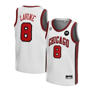 球衣扎克·拉文芝加哥公牛隊 8 城白色白色球迷版籃球 NBA 球衣 T 恤上衣服裝