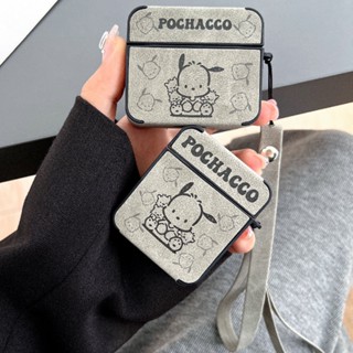 可愛線條帕恰狗 貼皮軟殼 AirpodsPro保護套 AirPods 1/2/3/4代保護殼 配掛繩 無綫藍牙耳機收納盒
