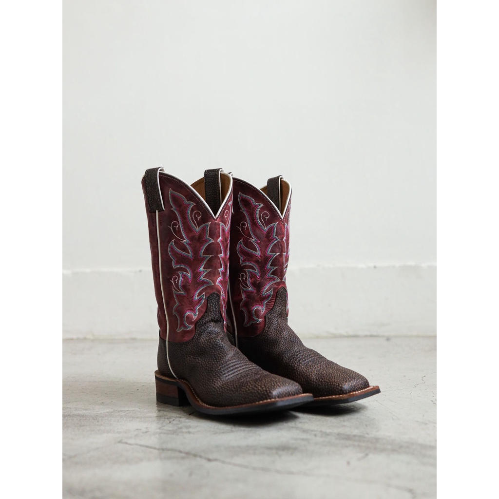 JUSTIN Reddish Brown, Brown Two Tone Cowboy Boots 紅棕與棕雙色調西部靴