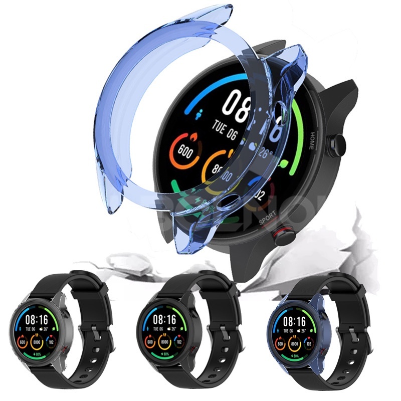 適用於小米watch color運動版手錶保護套Mi Watch Color2/S1 active透色TPU邊框保護殼