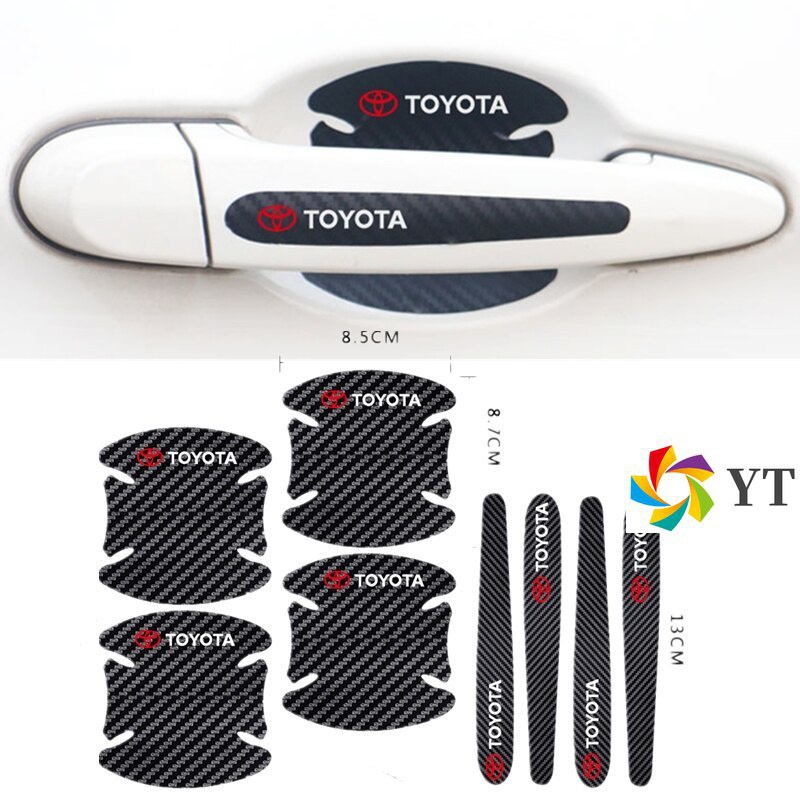 現貨適用於Toyota 現貨當天發 8pcs 豐田 Tundra PREVIA YARIS 配件碳纖維手柄保護膜貼紙Ce