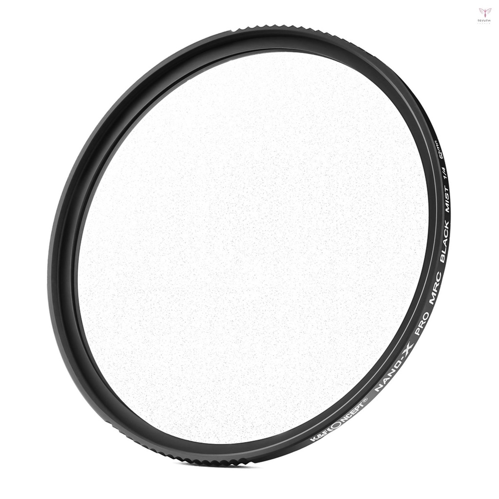 K&F概念軟焦點濾鏡擴散濾鏡黑霧1/4防水刮傷，適用於單反相機鏡頭，直徑62mm