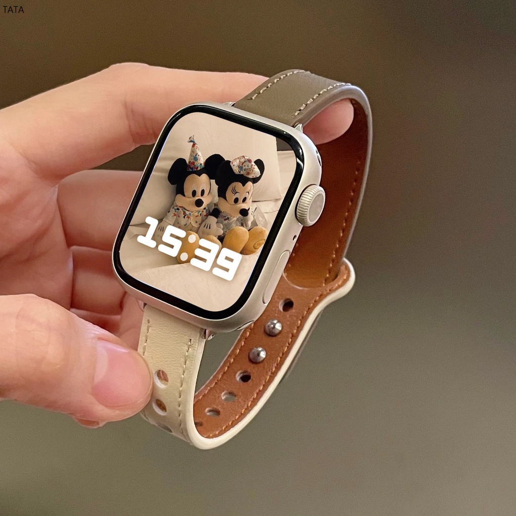 現貨 Apple Watch細款釘釦錶帶 女士錶帶 真皮錶帶S8 S6 S7 SE 41mm 40mm 44mm 45