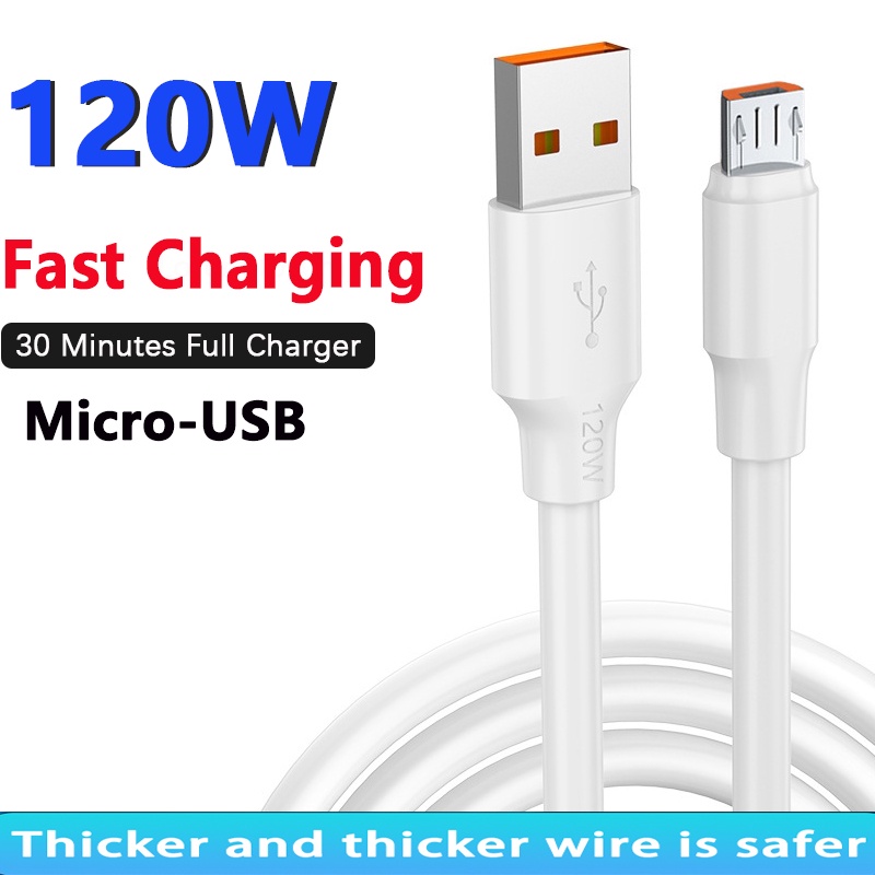 120w 超快速充電線快速充電頭 6A 橙色端口 1M 適用於 Android Micro USB Typec IOS