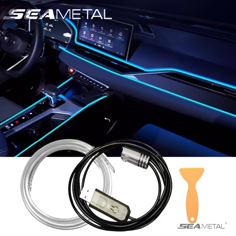 SEAMETAL 3M汽車內飾燈氛圍燈 EL 接線霓虹燈條用於汽車 DIY 柔性環境燈 USB 派對二極管