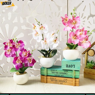 Ak 人造蝴蝶蘭花盆栽盆景帶盆假植物適合家庭臥室客廳裝飾
