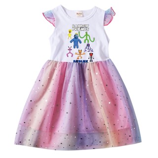 彩虹朋友衣服 兒童短袖洋裝 卡通裙子 roblox rainbow friends 動漫公主裙 童裝 女童洋裝