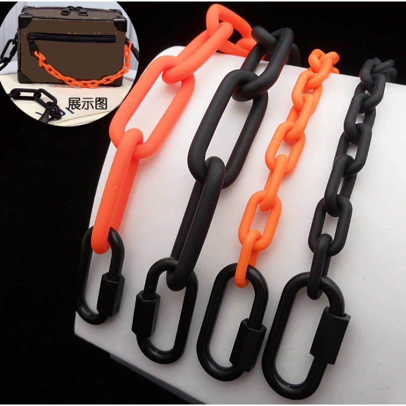 包包鏈條配件樹脂黑橘橙紅色裝飾手提適用於LV老花盒子包鏈子單買