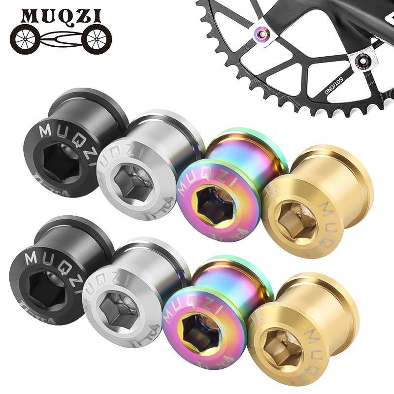 Muqzi 5 對 TC4 鈦合金鍊環螺絲曲柄鏈環螺栓適用於 MTB 公路 BMX 自行車單雙鏈環螺栓