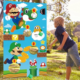 Mario Bros Bean Bag Toss Game-Throwing Carnival 遊戲橫幅超級馬里奧派對用