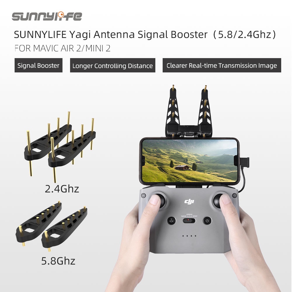 Sunnylife 2 件八木天線 5.8Ghz/2.4 Ghz 無人機遙控器信號增強器範圍擴展器適用於 Mavic A