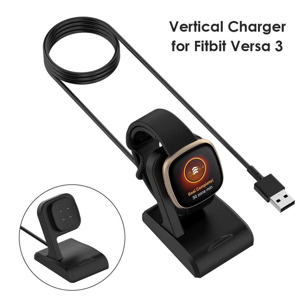 適用於 Fitbit Versa 3 Fitbit Sense 充電電纜基座的智能手環替換充電線便攜式 USB 充電器底