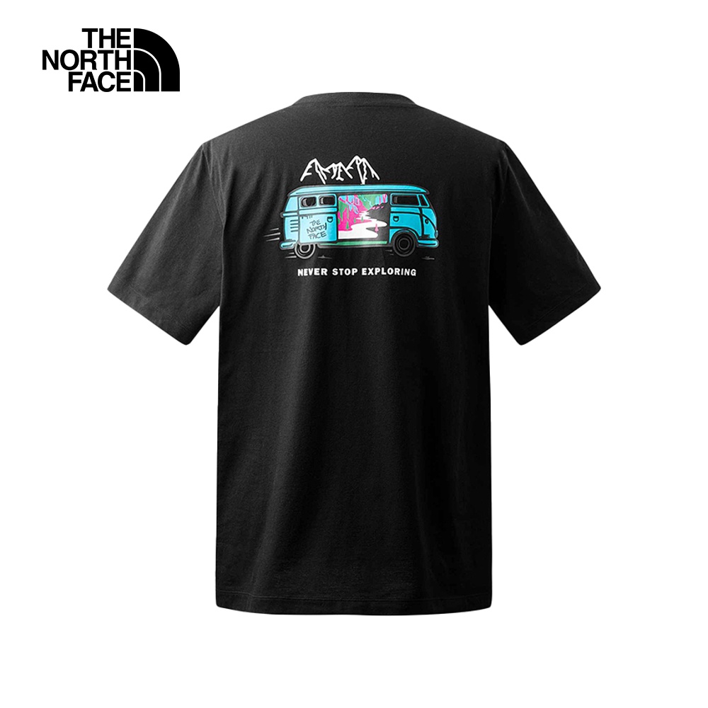 The North Face北面男款黑色背後露營車印花短袖T恤｜88BRJK3