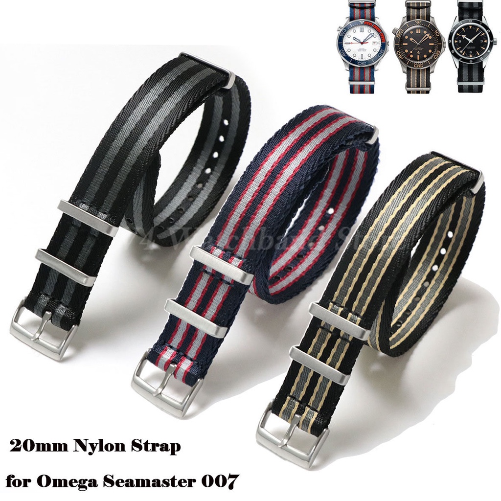 SEIKO 20 毫米尼龍手鍊適用於歐米茄超霸 007 安全帶腕帶軍事運動復古錶帶適用於精工錶帶編織帶