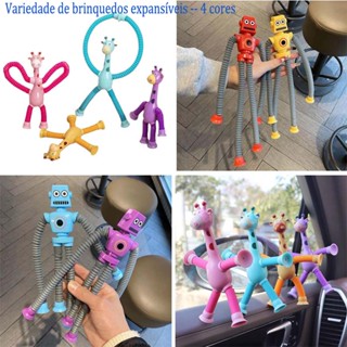卡通吸盤伸縮管道變形玩具 寶寶益智玩具 坐車隨身攜帶小玩具 派對小禮物 發光伸縮機器人 長頸鹿玩具