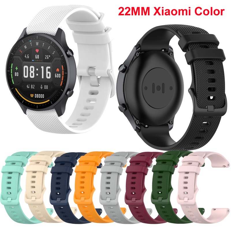 XIAOMI MI 22 毫米矽膠錶帶適用於小米米手錶顏色替換手鍊透氣運動錶帶手錶配件