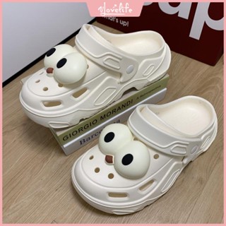 [Vlovelife]臺灣出貨 厚底涼鞋 平底拖鞋 防滑防水 居家外出 大眼狗拖鞋男夏季外穿包頭可愛卡通防滑增高ins