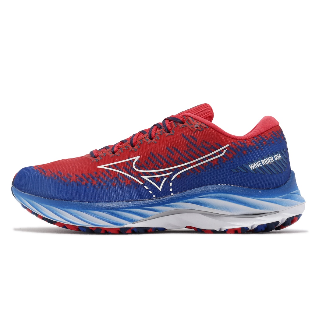 Mizuno 慢跑鞋 Wave Rider 27 紅 藍 美津濃 路跑 女鞋 USA 【ACS】 J1GD2352-24