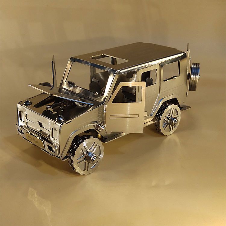 朋克風鋼鐵模型 賓士車模型車 大g重型越野車不鏽鋼美式模型 吉普車金屬雙座玩具車 金屬擺件 硬核擺件