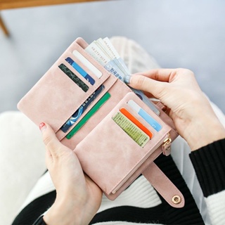 女士錢包短版 新款學生韓版小清新多功能摺疊零錢卡包 手拿包