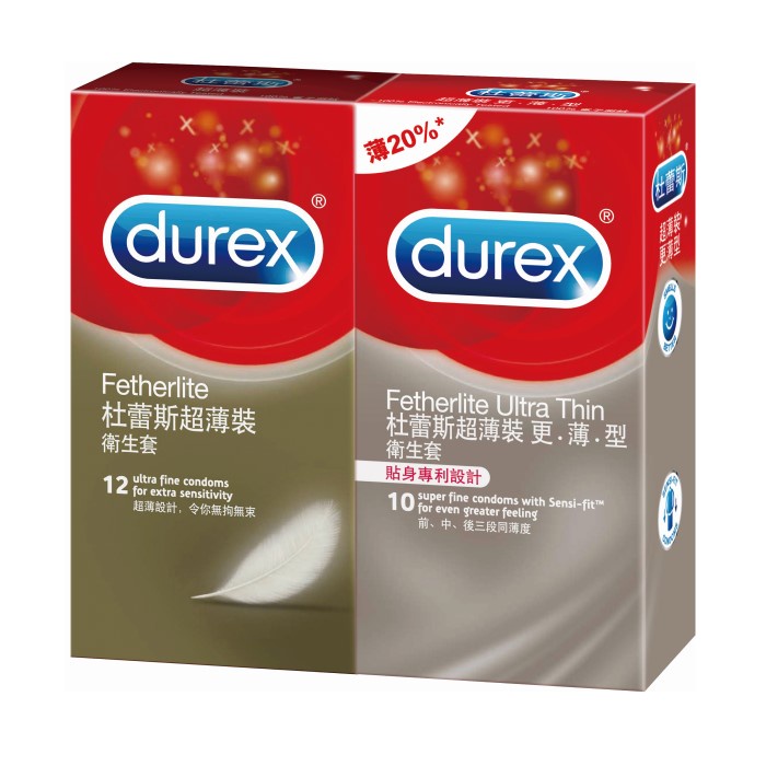 Durex杜蕾斯超薄型12＋超薄更薄10入組