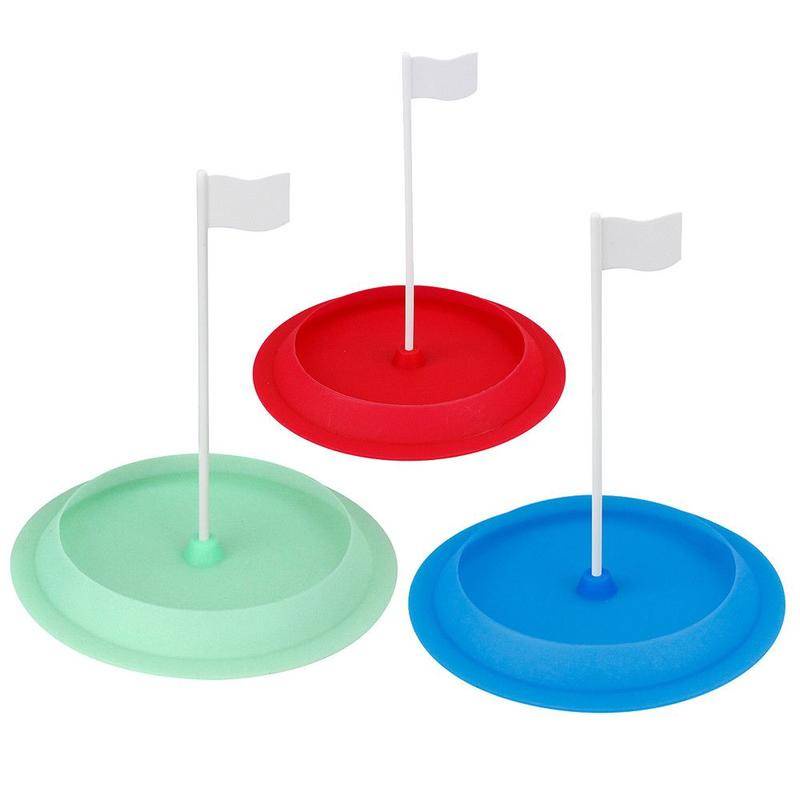 高爾夫推杆練習果嶺訓練器 軟膠盤帶旗幟橡膠洞杯室內外迷你推杆盤