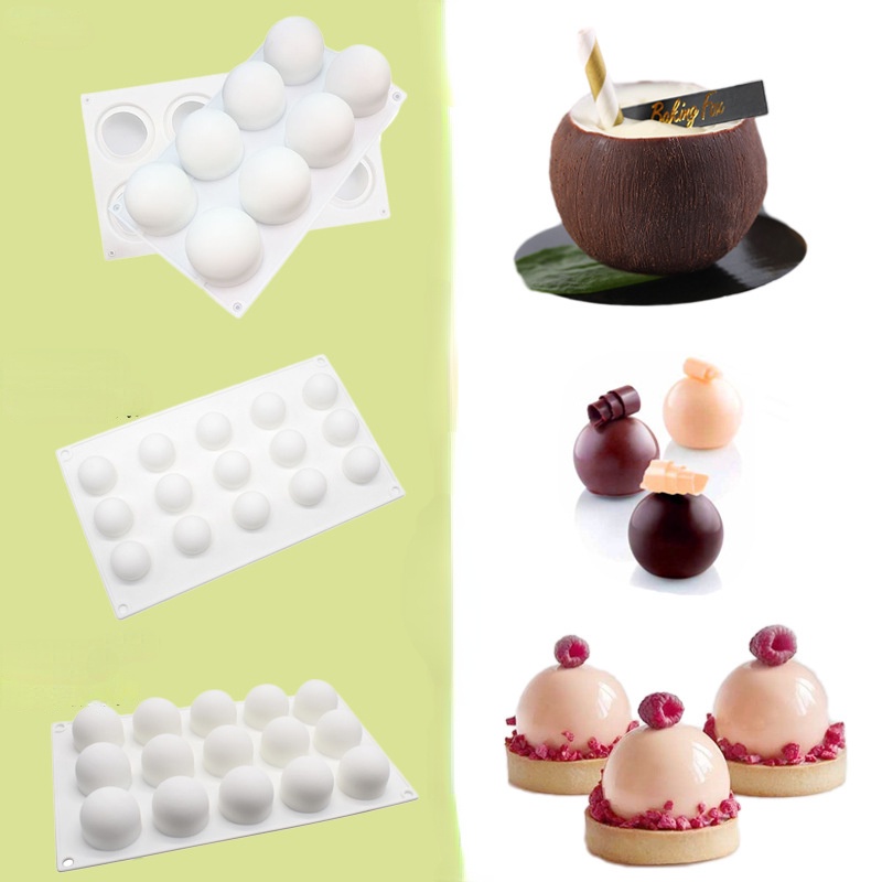 立體圓球模具矽膠慕斯模小球棒棒糖模圓形蛋糕矽膠椰子球模烘焙用具蛋糕模