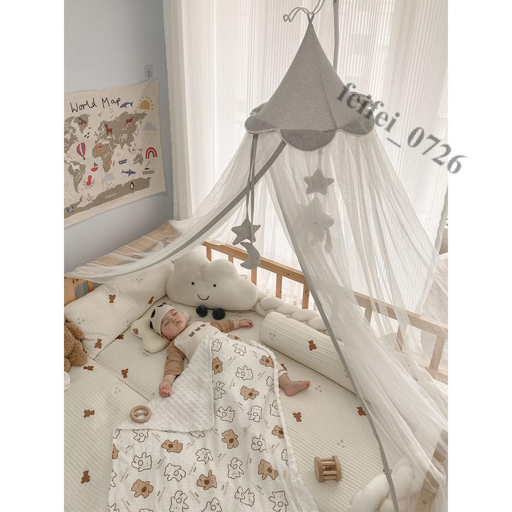 【即美生活】免運 弗貝思嬰兒床蚊帳全罩式通用寶寶防蚊罩兒童拼接床床幔支架公主風