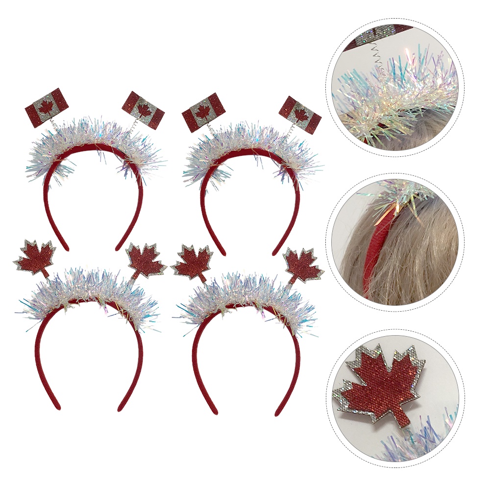 鋁箔頭帶加拿大國旗國慶髮飾挪威金屬絲頭飾 4 件