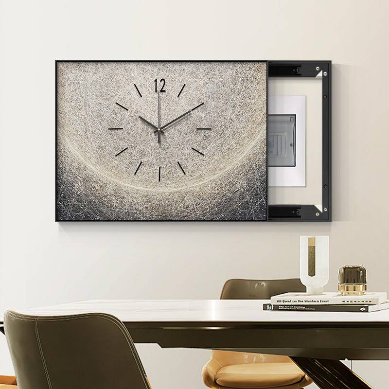 S'HOUSE✨電錶箱裝飾畫 帶鐘錶 現代簡約 橫款 弱電箱裝飾 配電箱裝飾畫 掛畫 開關遮擋 推拉免打孔 牆壁裝飾