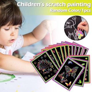 5 件 17x 13 厘米划痕藝術紙魔術繪畫紙帶繪圖棒兒童玩具彩色繪圖玩具