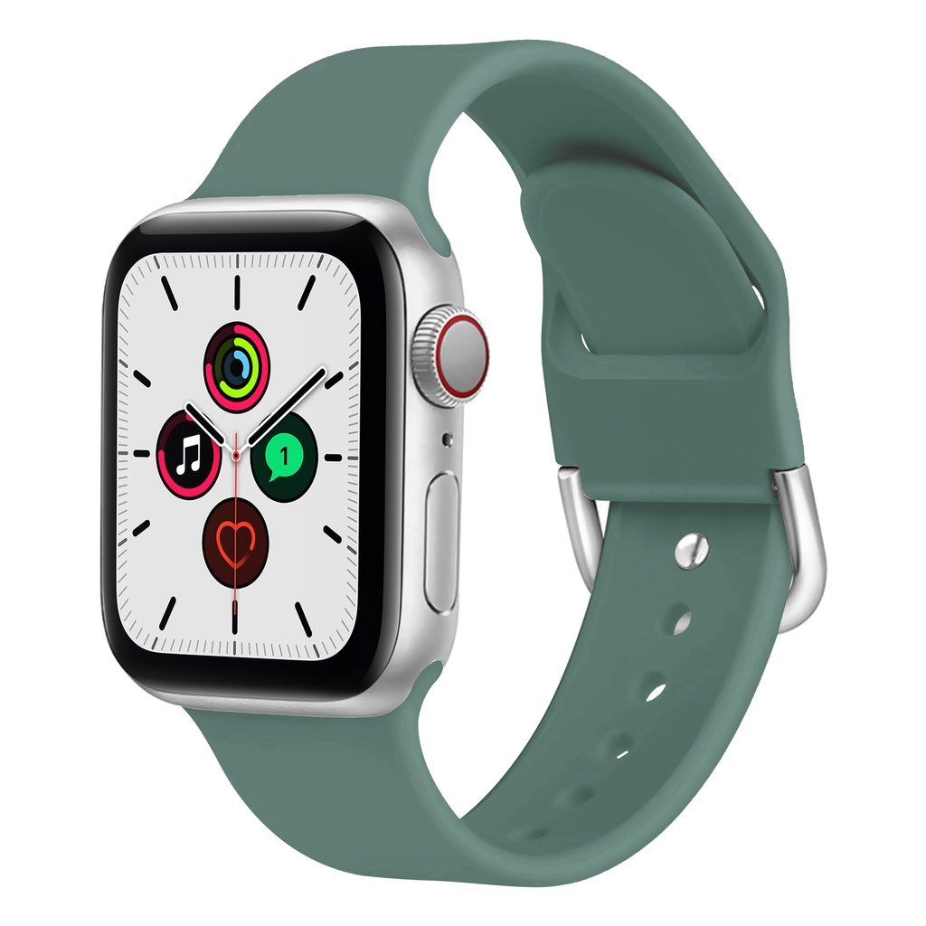 T&amp;T Apple watch矽膠錶帶 適用apple watch蘋果智能手錶錶帶 方扣純色矽膠watch1-7