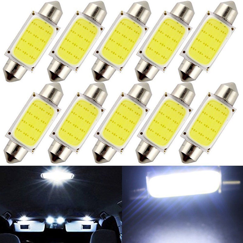 10 件 41 毫米 42 毫米 C5W 1.5W COB LED 汽車彩燈閱讀圓頂地圖燈泡白色 ☆Goodxpmall