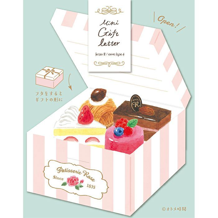 日本 Wa-Life 女孩時光系列迷你禮物信封信紙組/ 蛋糕 eslite誠品