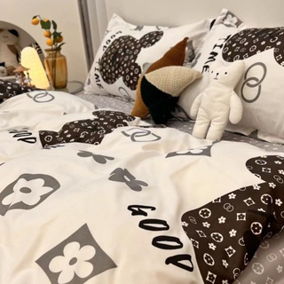 潮流時尚 黑白熊水洗棉四件套 床上用品三件式 學生床單被套 CXHB