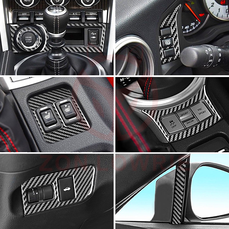 豐田gt86速霸陸brz16-20碳纖卡夢裝飾車貼一鍵啟動儀表板駕駛座椅加熱按鈕中控風口後備箱按鈕a柱方向盤標誌