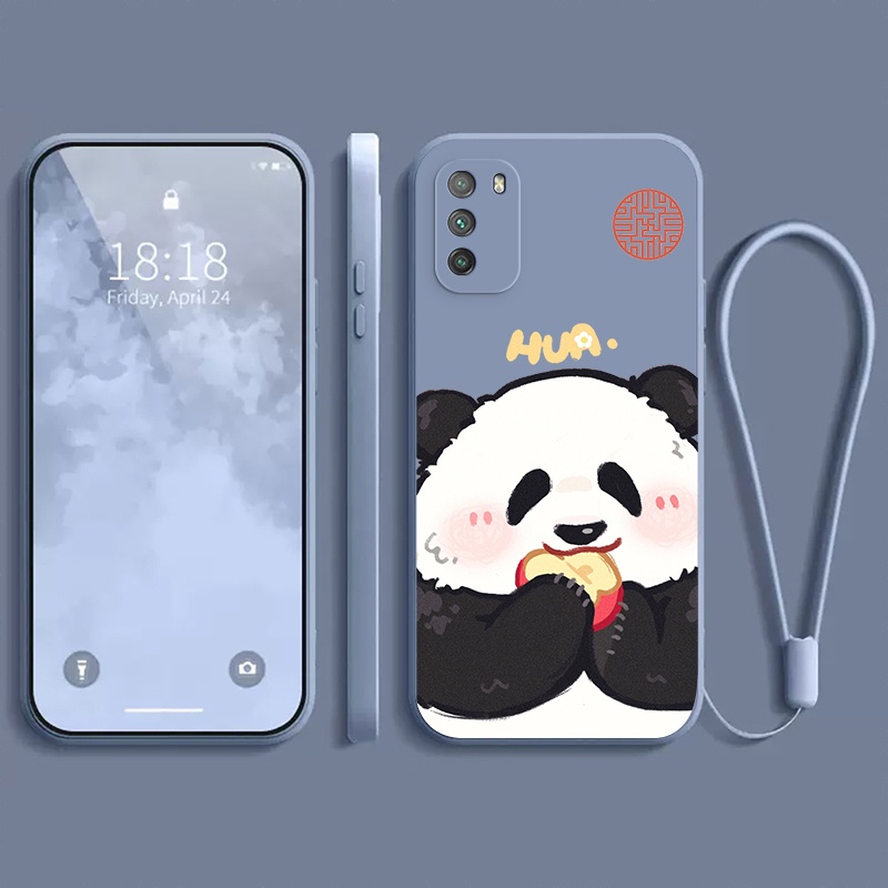 XIAOMI 外殼小米 POCO M3 招財熊貓軟手機殼套