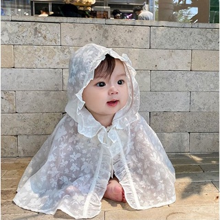 嬰兒防晒斗篷 夏季薄款女寶寶披風 外出披肩 嬰幼兒女孩公主夏裝外套 0-3歲幼兒戶外防晒服