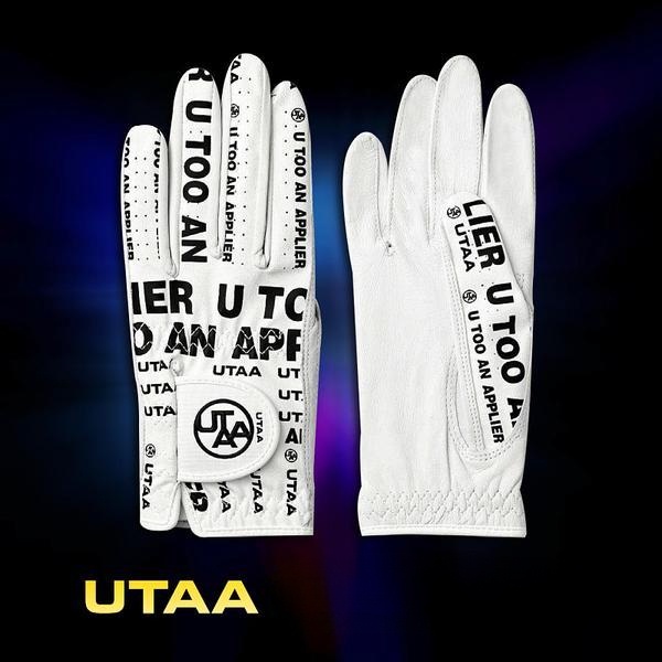 UTAA高爾夫手套女款羊皮字母標印花防滑耐磨透氣雙手手套戶外golf運動女手套 FJQB