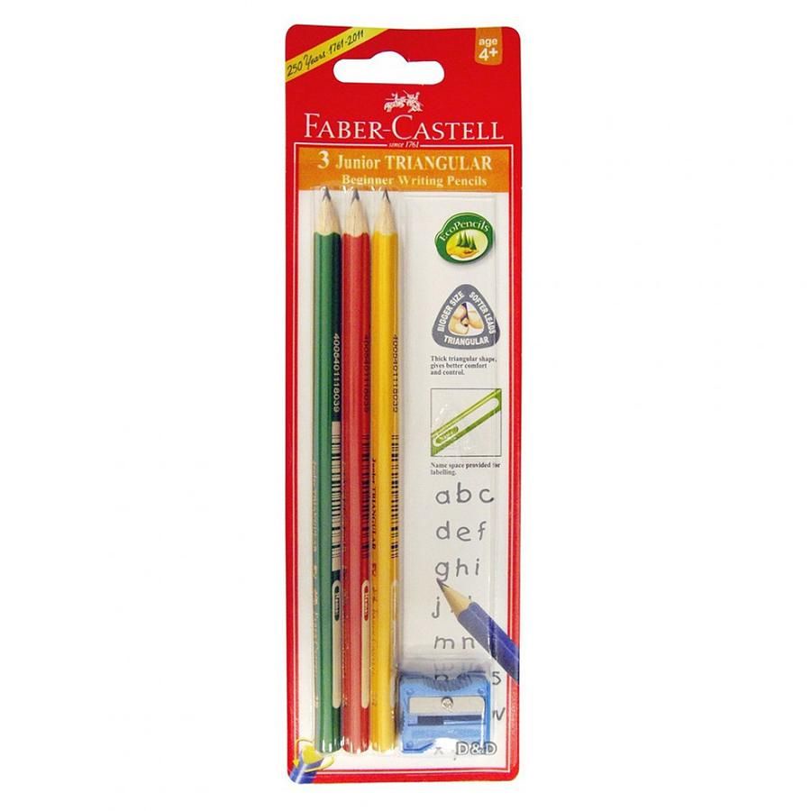 FABER-CASTELL 大三角鉛筆/ 附削筆器/ 3入 eslite誠品