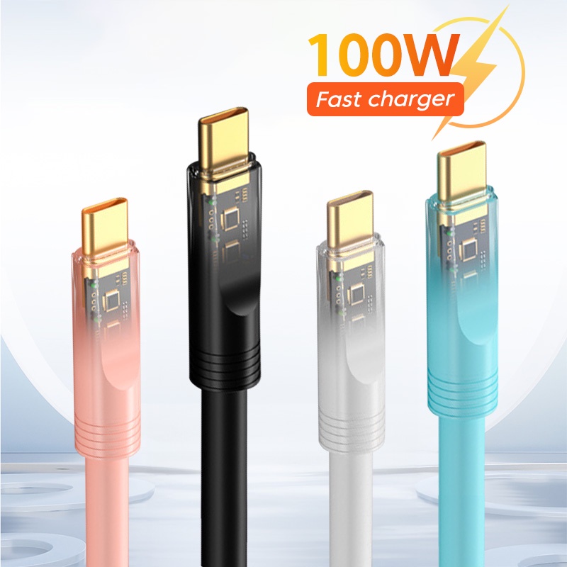 Twitch 6A USB C 型快速充電線 100W 快速充電 3.0 USB-C 數據線帶 LED 燈 1M 2M