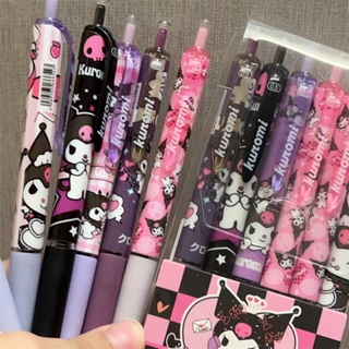 6 支/套三麗鷗 Kuromi Hello Kitty 卡通按式 ST 中性筆藍色黑色墨水魔術 0.5 毫米中性筆學校辦