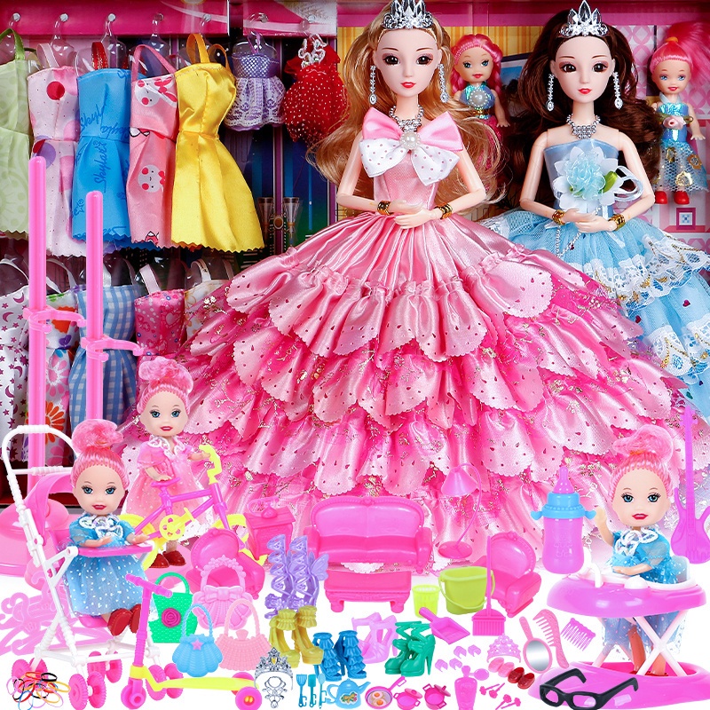芭比娃娃換裝娃娃洋芭比娃娃套裝大禮盒公主小女孩兒童玩具衣服生日禮物婚紗裙子布