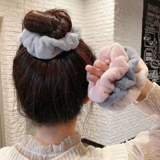 毛絨奶油色純色髮圈韓國毛絨髮帶發繩髮飾