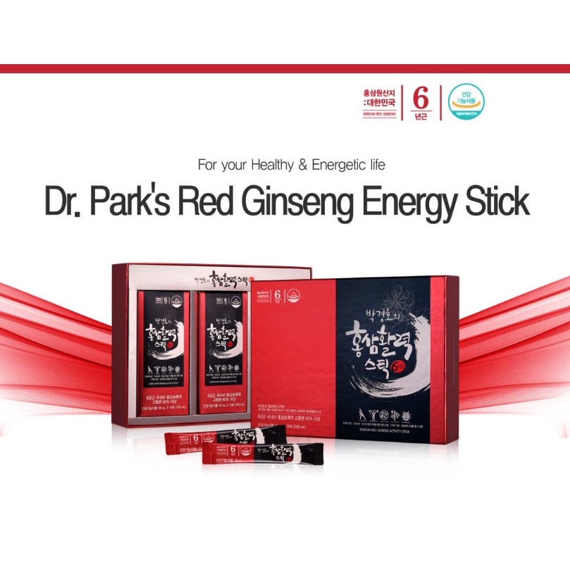 Dr.park's 紅參能量棒/6歲高麗參/增強免疫系統,能量,耐力/10mL X 30Sticks(共300mL)/無
