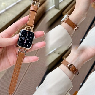 ［Moon]女士錶帶 Apple Watch錶帶 7/6/SE S8 金屬拼接錶帶 真皮錶帶 41mm 45mm
